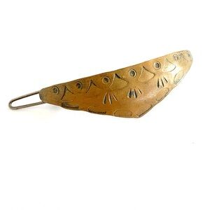 Vintage Native American Style Copper Barrette With Stamped Design